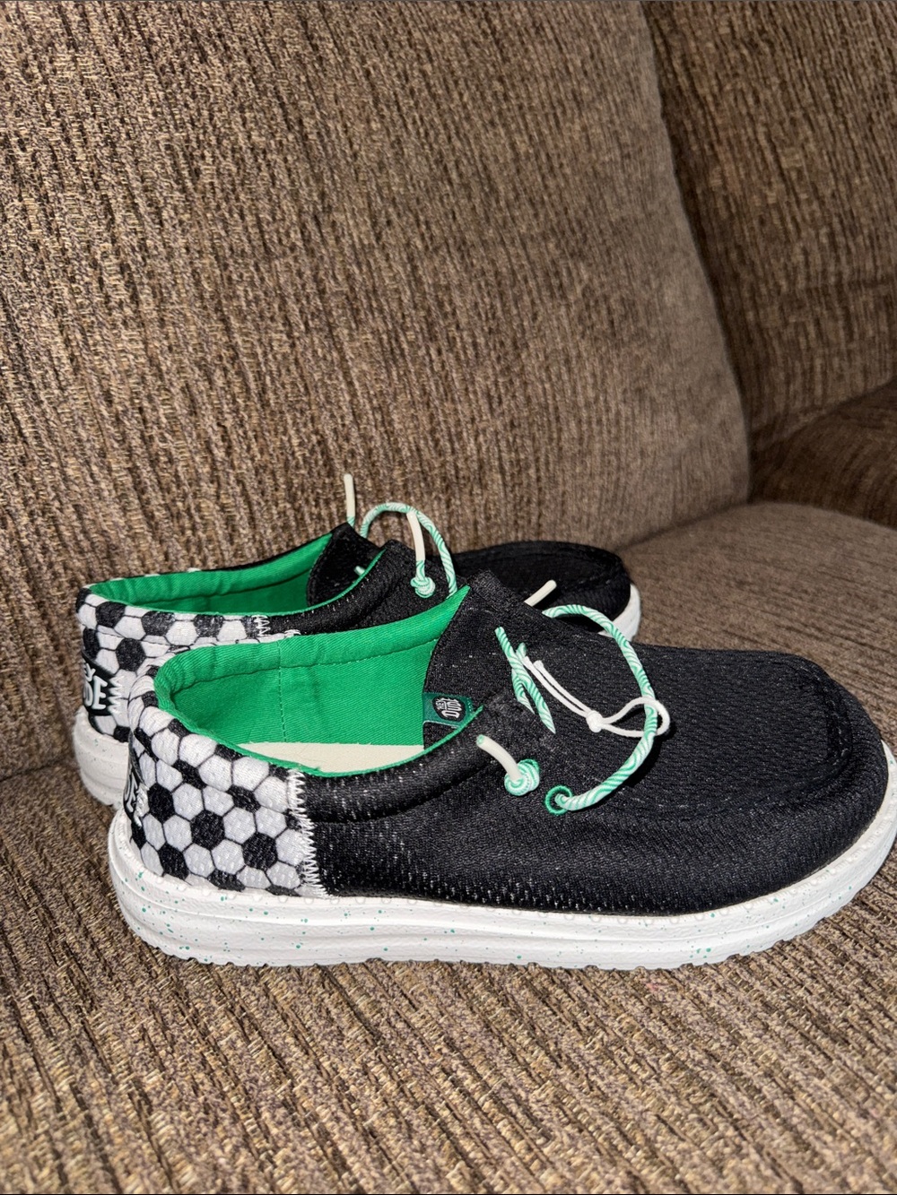 Kids Black & Green Slip-On Hey Dude Shoes